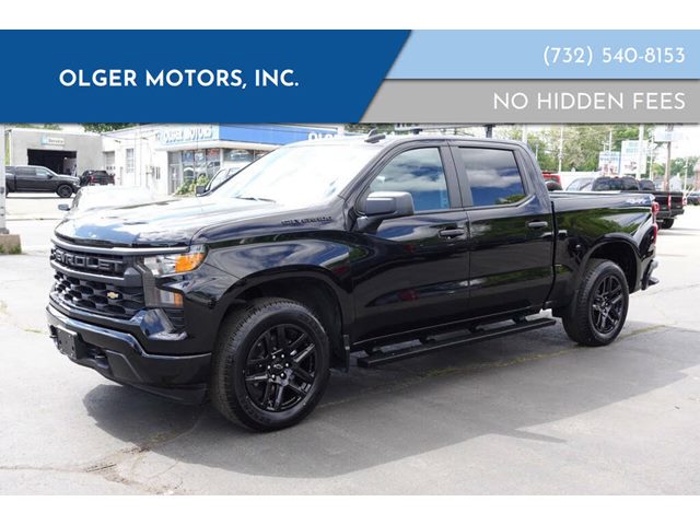 Black 2023 Chevrolet Silverado 1500 Custom Crew Cab 4WD Pickup Truck Four-Wheel Drive 8-Speed Automatic