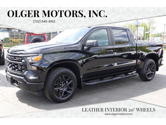 Black 2023 Chevrolet Silverado 1500 Custom Crew Cab 4WD Pickup Truck Four-Wheel Drive 8-Speed Automatic