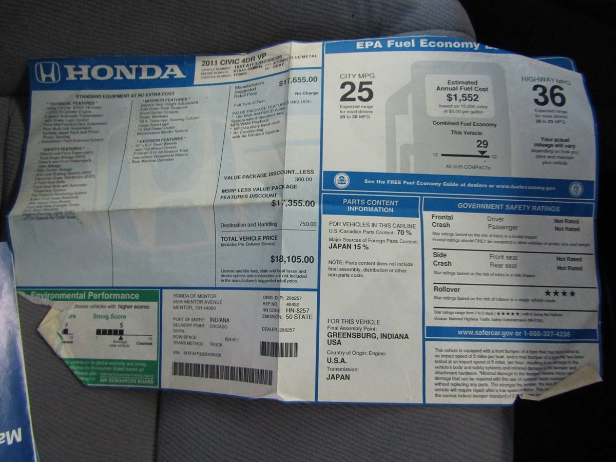 2011 Honda Civic Sdn DX-VP 27