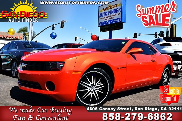 2013 Chevrolet Camaro 2dr Cpe w/2LS, Only 62k Miles,1 owner, SdAutoFinders.com,Clean carfax, Just Gorgeous,