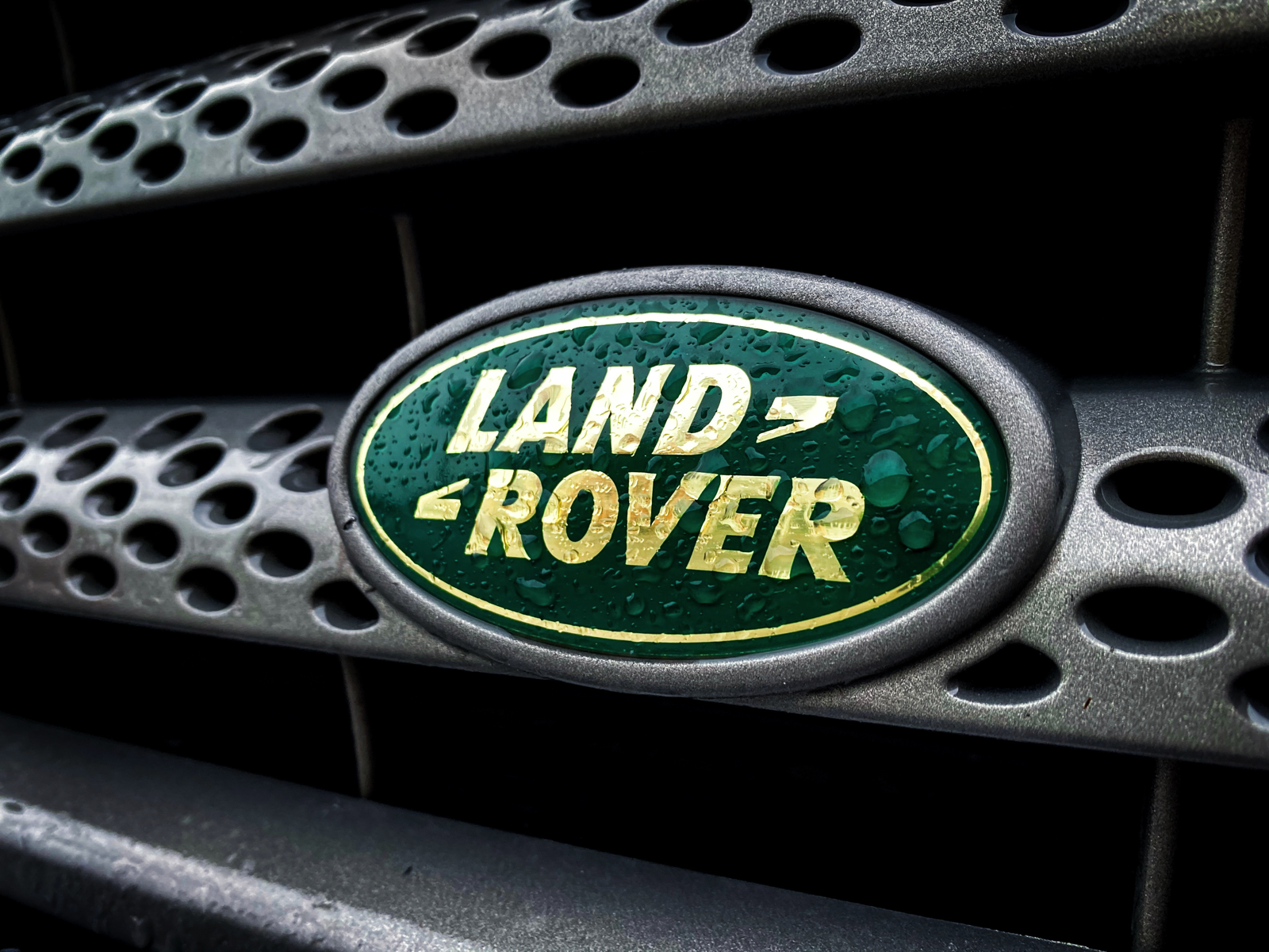 Close-up of a Land Rover grille.