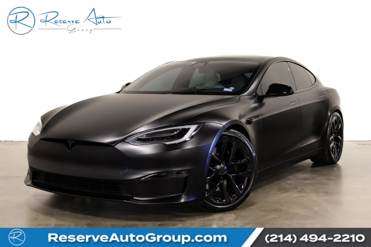 2022 Tesla Model S Plaid Black Satin Wrap