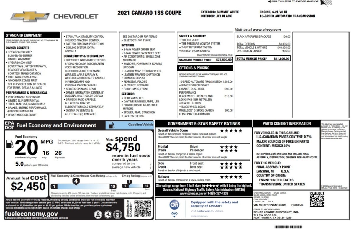 Chevrolet Camaro 2021 Chevrolet Camaro 1G1FF1R72M0135624