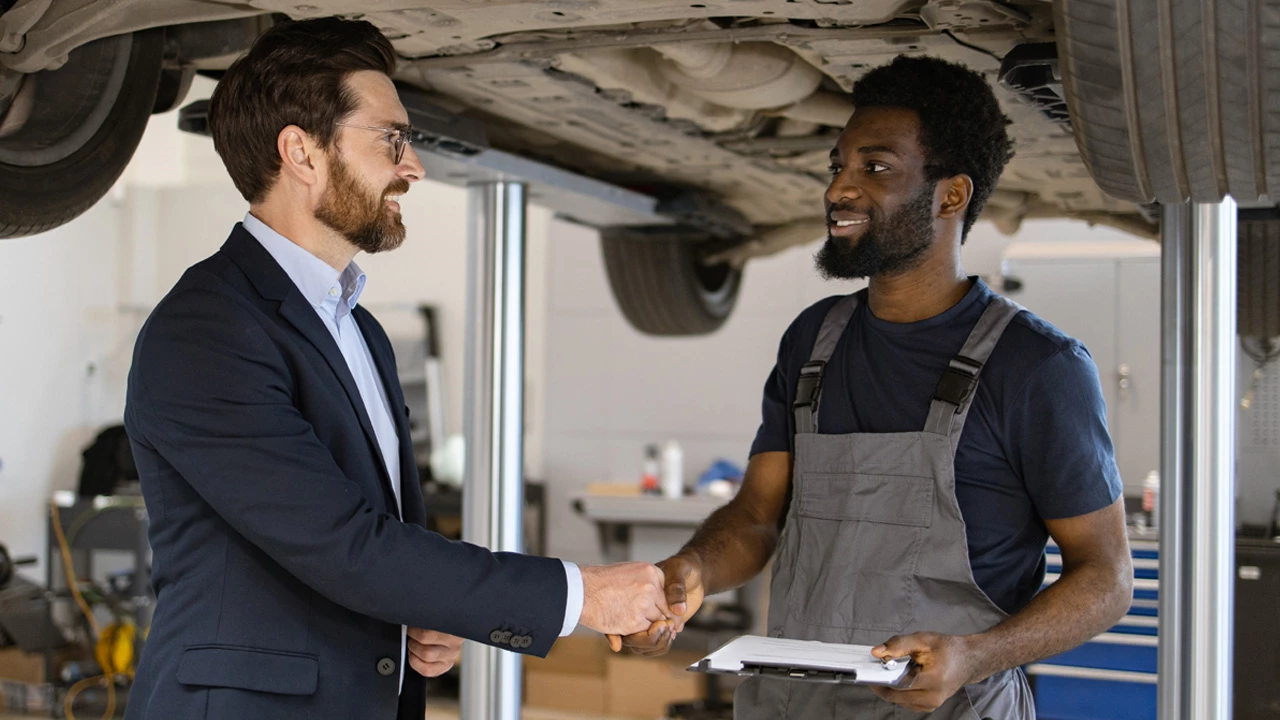 Mechanic and Customer Shaking Hands